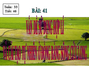 Bài giảng Địa lí Lớp 12 - Bài 41: Vấn đề sử dụng hợp lí và cải tạo tự nhiên đồng bằng sông Cửu Long (Bản hay)