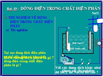 Bài giảng môn Vật lí Lớp 11 - Bài 14: Dòng điện trong chất điện phân (Bản đẹp)