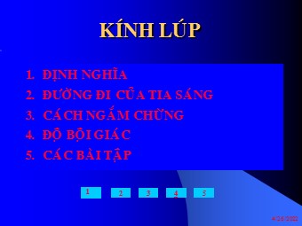 Bài giảng môn Vật lí Lớp 11 - Bài 32: Kính lúp (Bản chuẩn kĩ năng)
