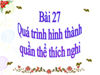 Bài giảng Sinh học Khối 12 - Bài 27: Quá trình hình thành quần thể thích nghi (Bản chuẩn kiến thức)