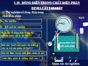 Bài giảng Vật lí Khối 11 - Bài 14: Dòng điện trong chất điện phân (Bản đẹp)