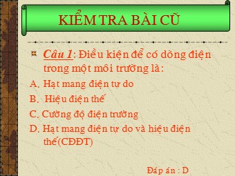 Bài giảng Vật lí Khối 11 - Bài 15: Dòng điện trong chất khí