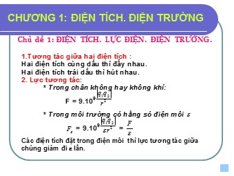 Bài giảng Vật lí Lớp 11 - Bài 1: Điện tích. Định luật Cu-lông (Chuẩn kĩ năng)