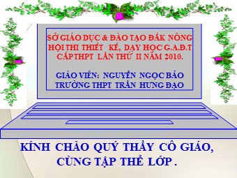 Bài giảng Vật lí Lớp 11 - Bài 26: Khúc xạ ánh sáng - Nguyễn Ngọc Bảo
