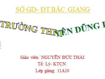 Bài giảng Vật lí Lớp 11 - Bài 3: Điện trường và cường độ điện trường. Đường sức điện - Nguyễn Đức Thái