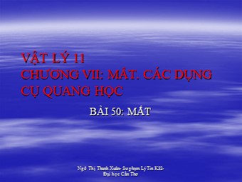 Bài giảng Vật lí Lớp 11 - Bài 31: Mắt - Ngô Thị Thanh Xuân