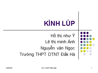 Bài giảng Vật lí Lớp 11 - Bài 32: Kính lúp - Hồ Thị Như Ý