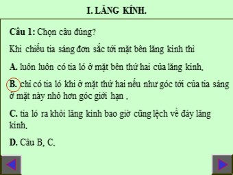 Bài giảng Vật lí Lớp 11 - Bài tập lăng kính