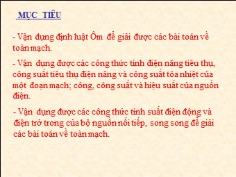 Bài giảng Vật lí Lớp 11 - Bài tập về toàn mạch
