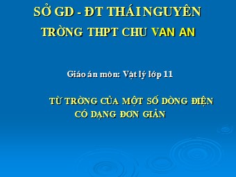 Bài giảng Vật lí Lớp 11 - Bài: Từ trường của một số dòng điện có dạng đơn giản - Trường THPT Chu Văn An