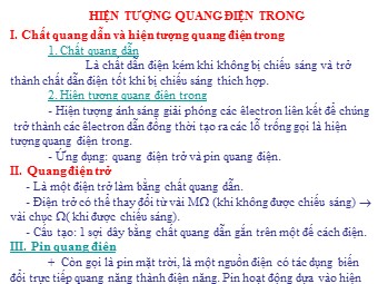 Bài giảng Vật lí Lớp 12 - Bài 31: Hiện tượng quang điện trong (Bản đẹp)