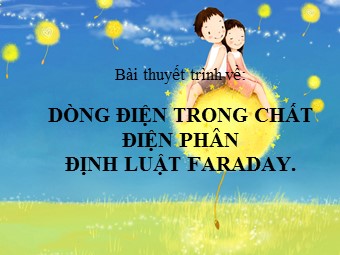 Bài thuyết trình Vật lí Lớp 11 - Dòng điện trong chất điện phân. Định luật Faraday