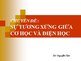 Chuyên đề Sự tương xứng giữa cơ học và điện học