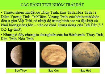 Tài liệu Các hành tinh nhóm Trái Đất