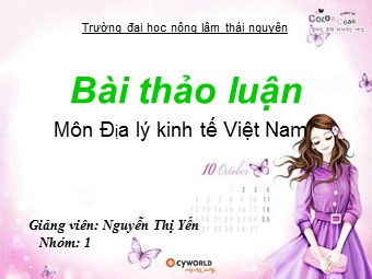 Thảo luận Địa lý kinh tế Việt Nam - Nguyễn Thị Yến