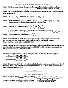 20 Đề thi thử cấp Huyện môn Toán 8 (Có đáp án)