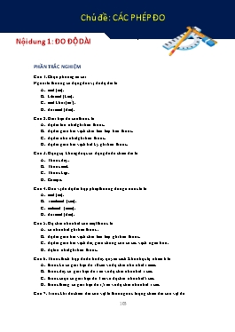 428 Câu hỏi ôn tập trắc nghiệm Vật lí 6 - Chủ đề: Các phép đo