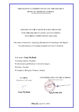 Applying Information Technology and Digital Transformation in Teaching English to Grade 3 Students