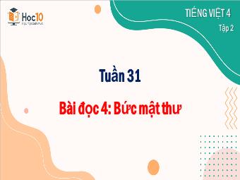 Bài giảng Tiếng Việt 4 - Tuần 31, Bài đọc 4: Bức mật thư