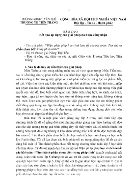 Biện pháp giúp học sinh làm tốt các bài toán: Tìm thành phần chưa biết trong phép tính