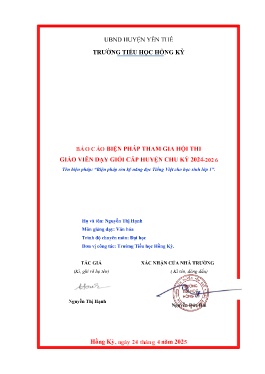 Biện pháp rèn kỹ năng đọc Tiếng Việt cho học sinh lớp 1