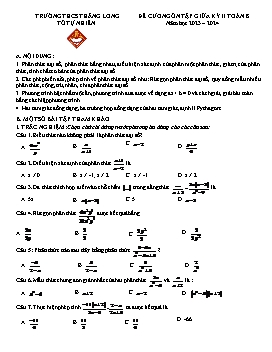 Đè cương ôn tập giữa học kì II Toán 8 - Năm học 2023-2024 - Trường THCS Thăng Long