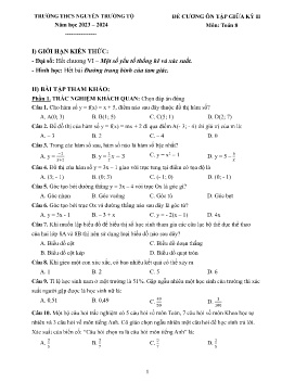 Đề cương ôn tập giữa học kì II Toán 8 - Năm học 2023-2024 - Trường THCS Nguyễn Trường Tộ
