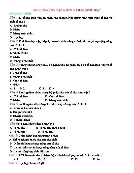 Đề cương ôn tập Khoa học tự nhiên 6 (Phần Sinh học)