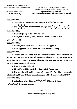 Đề khảo sát chọn đội tuyển Toán 8 (Vòng I) - Năm học 2023-2024 - Trường THCS Trần Mai Ninh (Có đáp án)