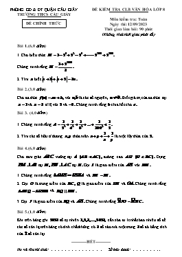 Đề kiểm tra CLB văn hóa Toán 8 - Năm học 2023-2024 - Trường THCS Cầu Giấy (Có đáp án)