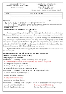 Để kiểm tra cuối học kì I Tiếng Việt 3 - Năm học 2024-2025 - Trường Tiểu học Ngọc Thiện 1 (Có đáp án + Ma trận)