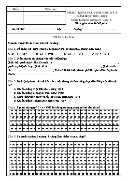 Đề kiểm tra cuối học kì II Lịch sử và Địa lí 4 - Năm học 2023-2024 (Có đáp án + Ma trận)