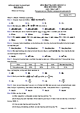 Đề kiểm tra cuối học kì II Toán 7 - Mã đề 171 - Năm học 2023-2024 - Sở GD&ĐT Bắc Giang