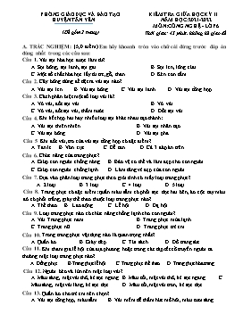 Đề kiểm tra giữa học kì II Công nghệ 6 - Năm học 2021-2022 - PGD Huyện Tân Yên (Có đáp án)