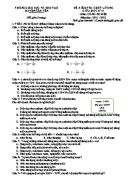 Đề kiểm tra giữa học kì II Công nghệ 8 - Năm học 2021-2022 - PGD Huyện Tân Yên (Có đáp án)