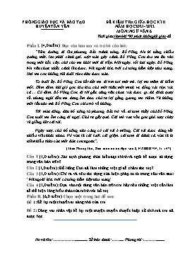 Đề kiểm tra giữa học kì II Ngữ văn 6 - Năm học 2021-2022 - PGD Huyện Tân Yên (Có đáp án)