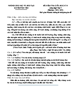 Đề kiểm tra giữa học kì II Ngữ văn 7 - Năm học 2021-2022 - PGD Huyện Tân Yên (Có đáp án)
