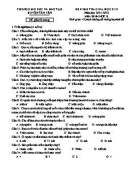 Đề kiểm tra giữa học kì II Sinh học 8 - Năm học 2021-2022 - PGD Huyện Tân Yên (Có đáp án)
