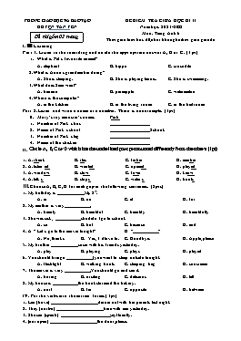 Đề kiểm tra giữa học kì II Tiếng Anh 6 - Năm học 2021-2022 - PGD Huyện Tân Yên (Có đáp án)