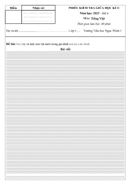 Đề kiểm tra giữa học kì II Tiếng Việt 4 - Năm học 2023-2024 - Trường Tiểu học Ngọc Thiện 1 (Hướng dẫn chấm)