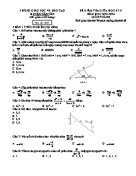 Đề kiểm tra giữa học kì II Toán 8 - Mã đề 805 - Năm học 2023-2024 - PGD Huyện Tân Yên (Có đáp án)