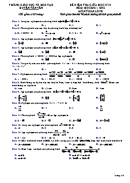 Đề kiểm tra giữa học kì II Toán 8 - Năm học 2021-2022 - PGD Huyện Tân Yên