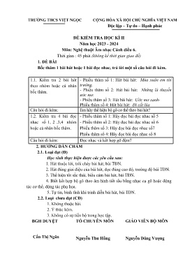 Đề kiểm tra học kì II Âm nhạc Khối THCS - Năm học 2023-2024 - Trường THCS Việt Ngọc