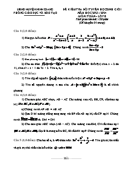 Đề kiểm tra HSG Toán 8 - Năm học 2023-2024 - PGD Huyện Ninh Giang (Có đáp án)
