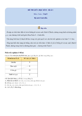 Đề thi giữa học kì II Toán 8 - Đề số 1
