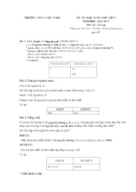 Đề thi HSG Tin học 8 - Năm học 2024-2025 - Trường THCS Việt Ngọc