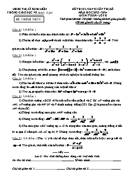 Đề thi Olimpic cấp Thị xã Toán 8 - Năm học 2023-2024 - PGD Thị xã Kinh Môn (Có đáp án)