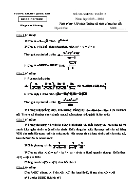 Đề thi Olympic Toán 8 - Năm học 2023-2024 - PGD Quốc Oai (Có đáp án)
