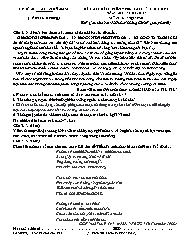 Đề thi thử tuyển sinh vào Lớp 10 THPT Ngữ văn - Năm học 2022-2023 - Trường THPT Nhã Nam (Có đáp án)