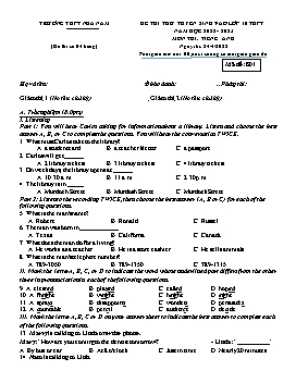 Đề thi thử tuyển sinh vào lớp 10 THPT Tiếng Anh - Mã đề 801 - Năm học 2022-2023 - Trường THPT Nhã Nam (Có đáp án + File nghe)